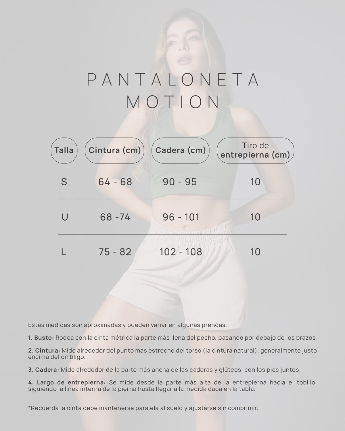 Guía de tallas - Pantaloneta Motion